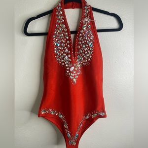 Bodysuit with rhinestones